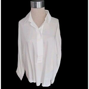 Lulus White Blouse Size M High Low Hem Lightweight Long Sleeved See You Tomorrow